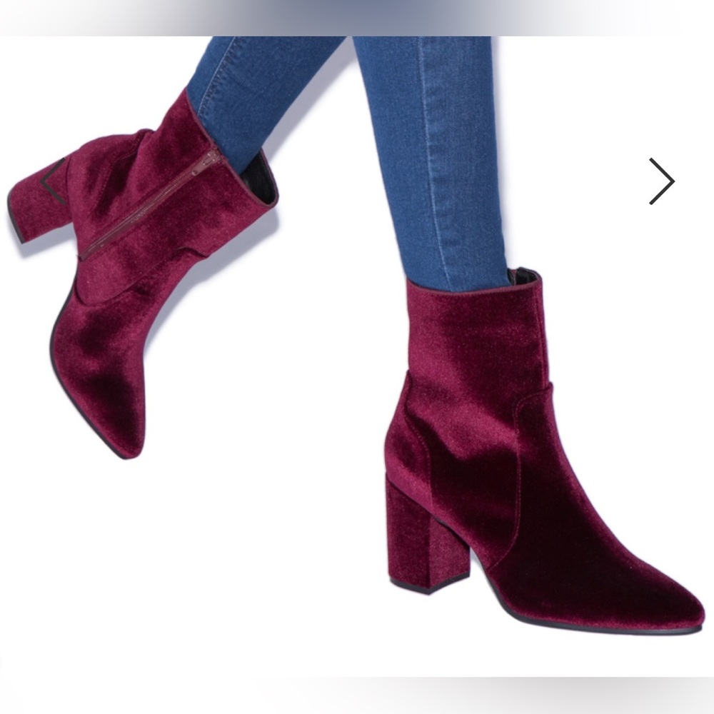 ShoeDazzle - Sami Velvet Bordeaux Booties 9.5